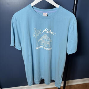 Brooks Brothers Aloha Graphic Tee XL Blue 100% Cotton